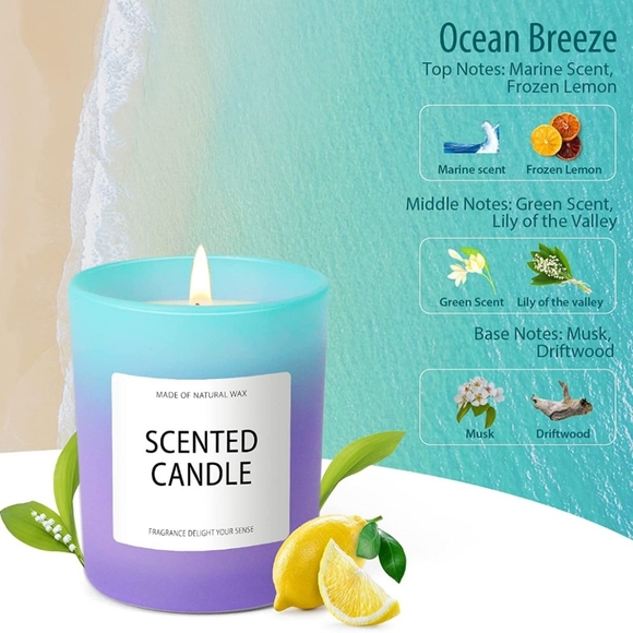 Ocean Breeze Beautiful Scented Candle 5.3oz - Picture 2 of 15